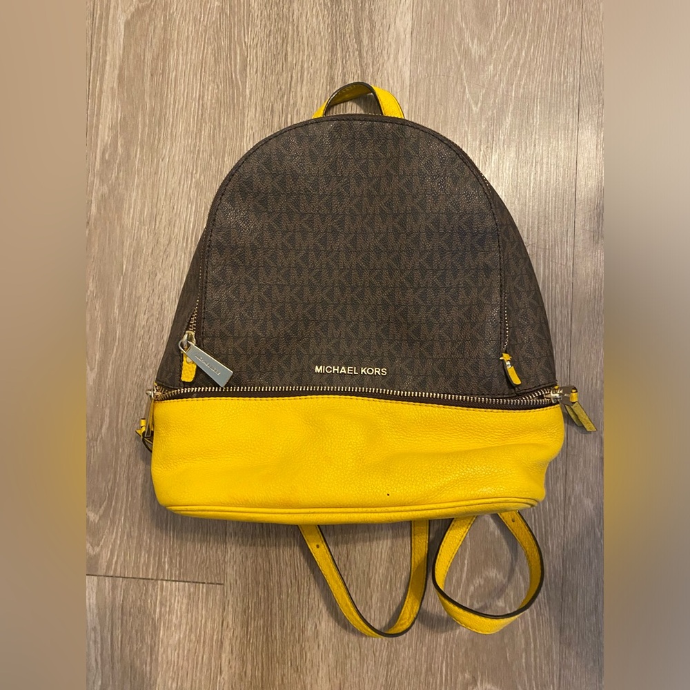 Michael Kors Brown and Yellow Backpack